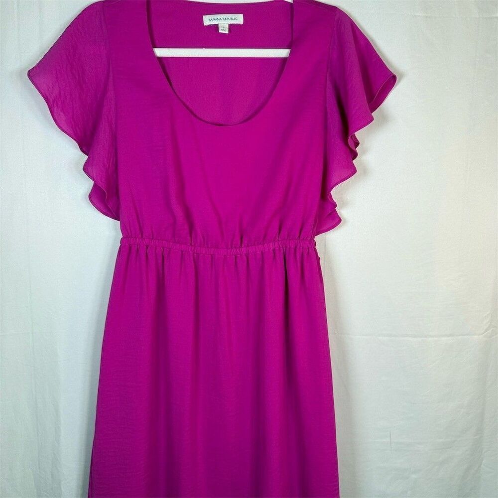 Banana Republic Dress Womens Size 2 Magenta Pink Fit & Flare Knee Length